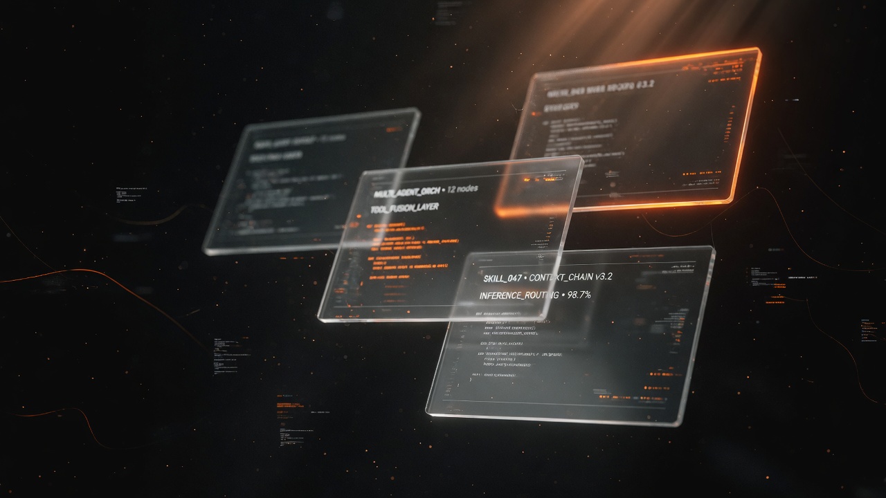 ClaudeCraft cinematic visual — dark operator workspace with orange accent light